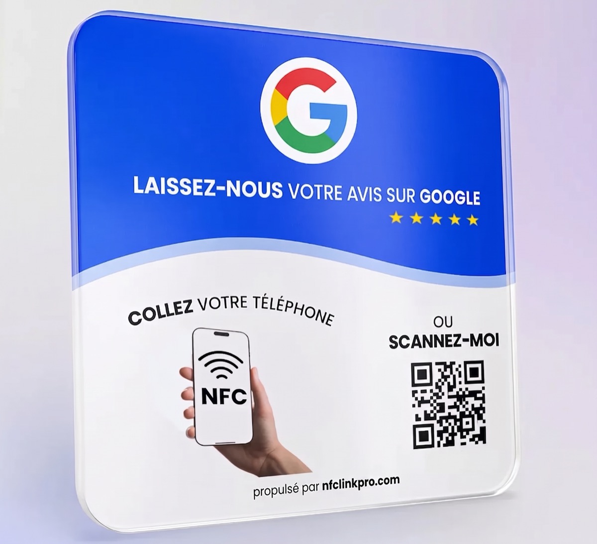Plaque NFC avis Google — 10 × 10 cm acrylique