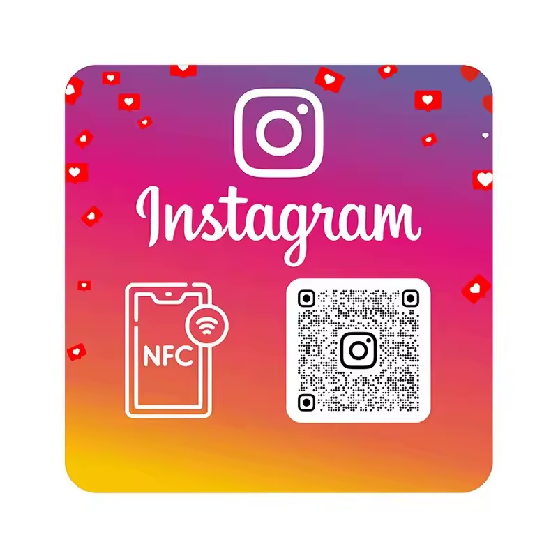 Plaque NFC Instagram multicolore adhésive pour réseaux sociaux