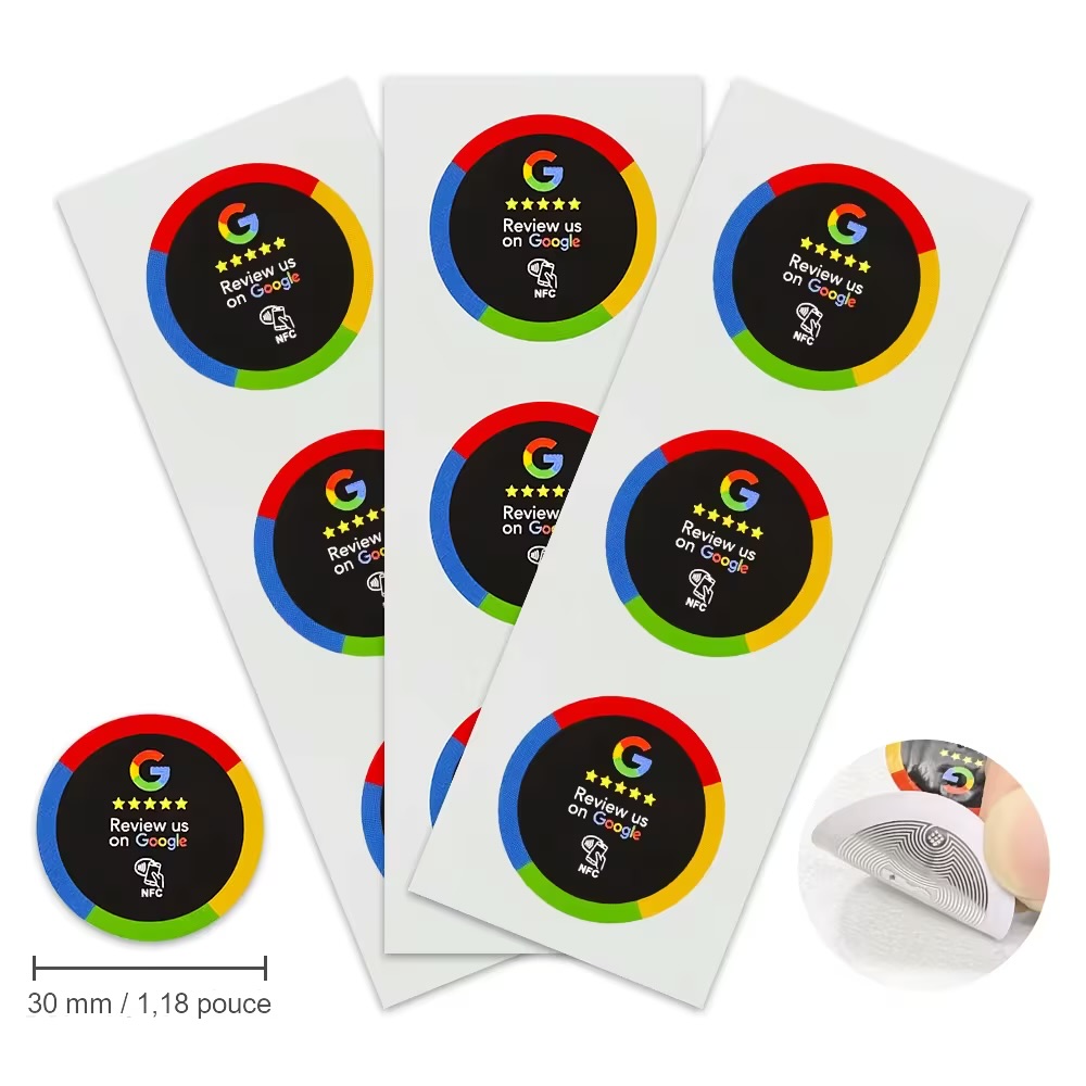 Lot de 5 étiquettes NFC Google — Ø 30 mm